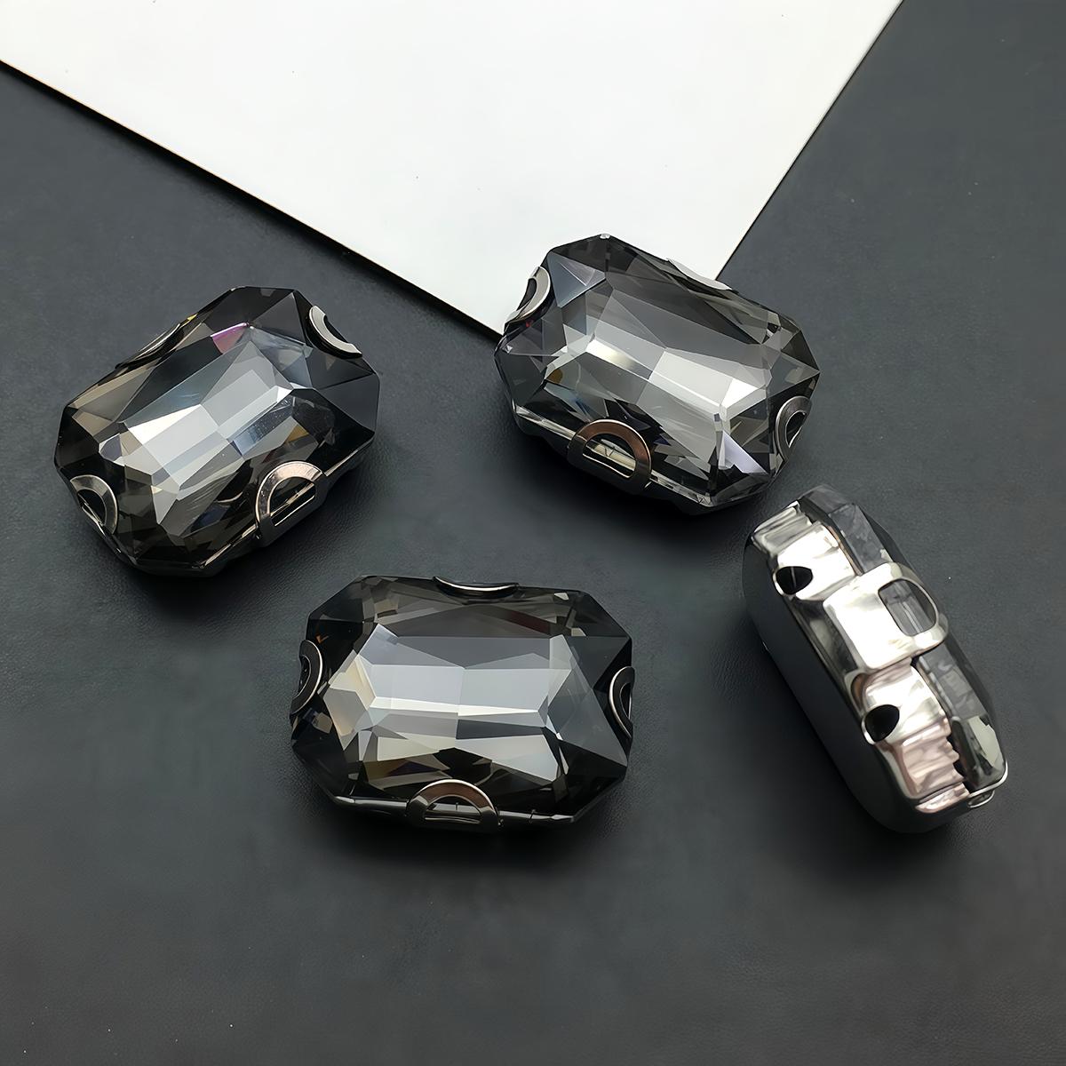 

Rectangle Glass Rhinestones with Claw Marquise Sew On Crystal Stone Strass Diamond Metal Base Wedding Clothes Garment Ornament 6x8mm - 30 PCS сірий