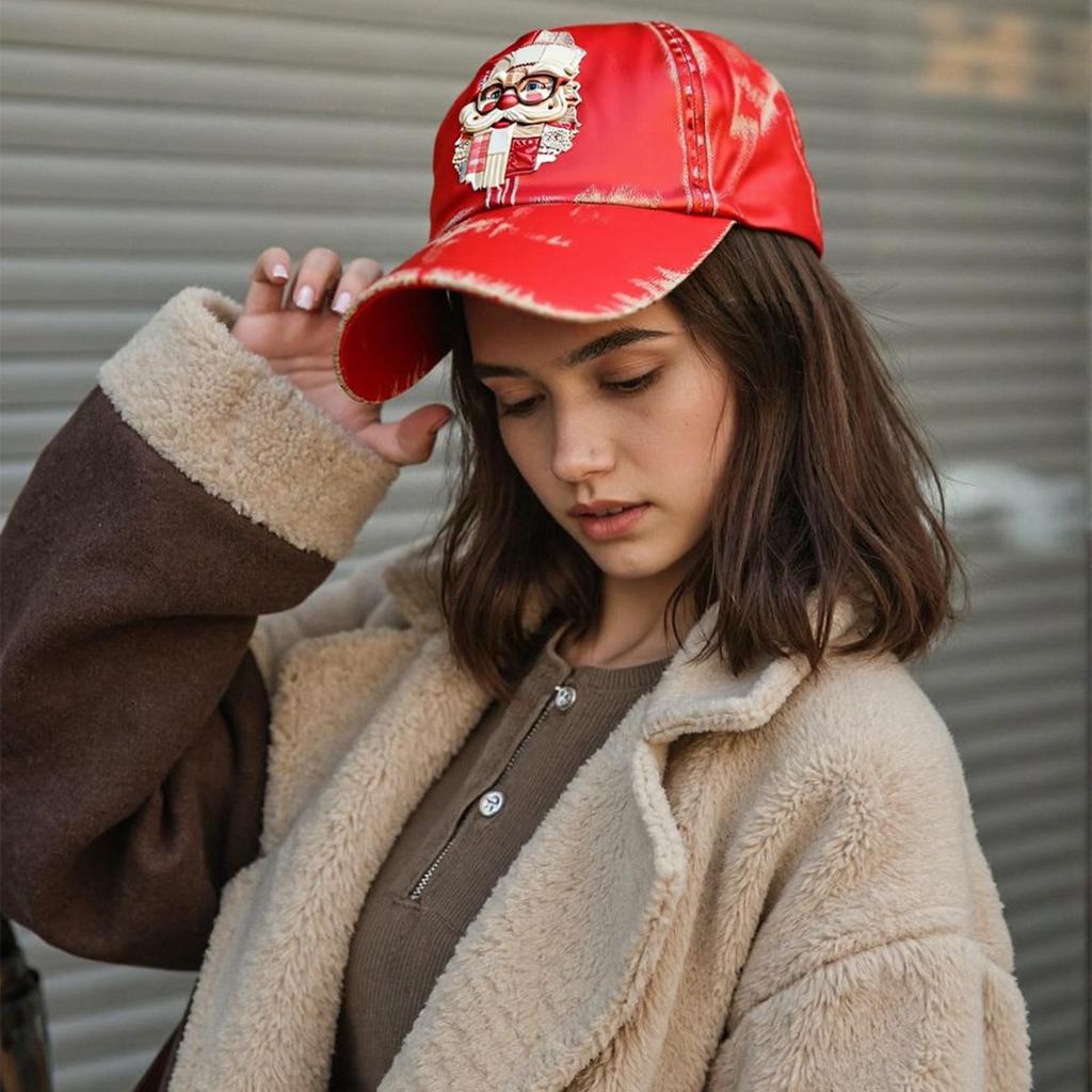 Red Baseball Hat Merry Christmas Twill Headwear Print Soft Sun Protection Ball Hats For Women Men Holiday Golf Christmas Gifts