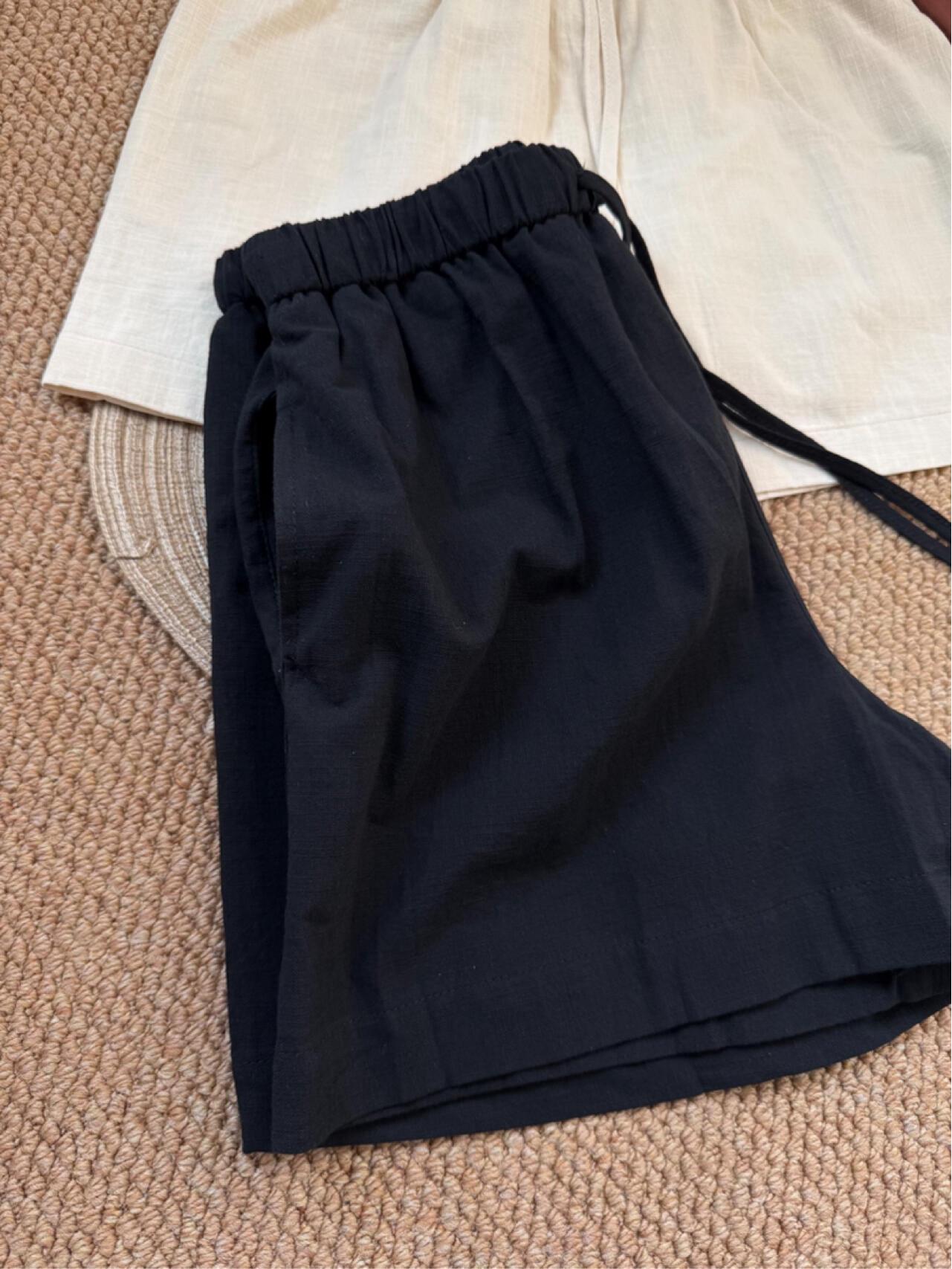 Summer Linen Elastic Waist Wide-Leg Pants Small
