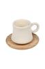 Coffee Set for 6 People with Wooden Plates Bamboo Cup Set Ceramic Cup Turkish Coffee Cup Set