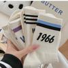 White socks women's autumn and winter tube socks cute trendy mink velvet thickened warm furry stockings