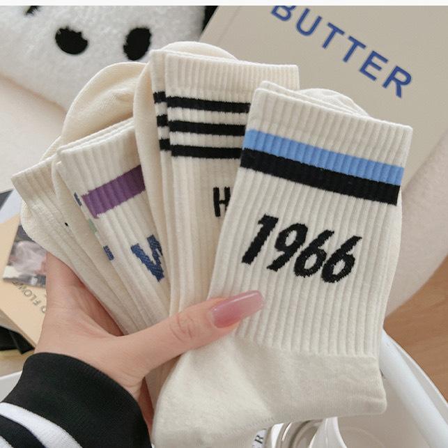 White socks women's autumn and winter tube socks cute trendy mink velvet thickened warm furry stockings