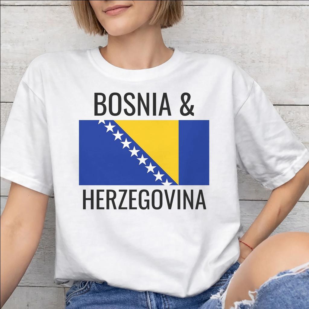 Bosnia and Herzegovina Flag Merch Unisex T Shirts Cotton Tee Graphic Print Tshirt Clothing