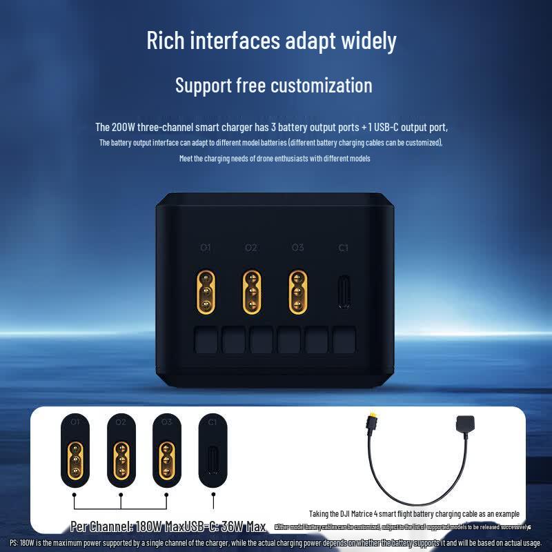 DJI Matrice 4T/M4E Smart 3-Channel Fast Charger