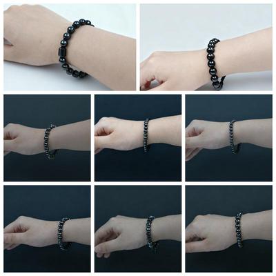 Handgewebtes Hämatit Schwarzer Gallenstein Perlenarmband