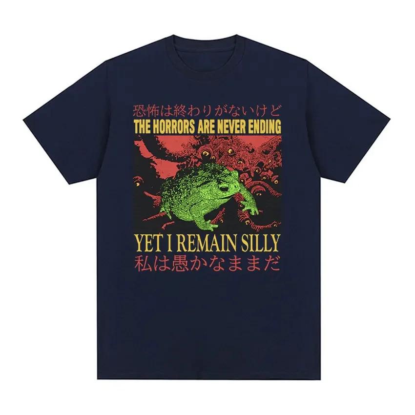 Summer Men's Frog Letter Retro Printed Round Neck T-shirt Casual Outdoor 100% Pure Cotton Street Cool Short Sleeved Plus Size