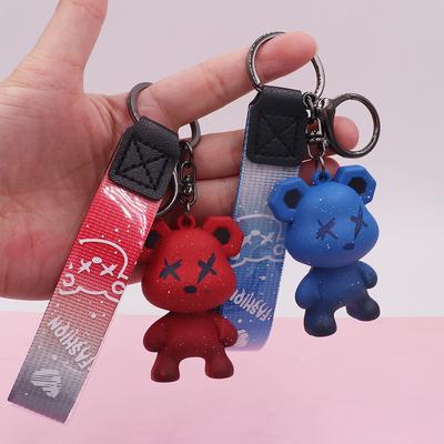 Cute Gradual Bear Keychain Women's Creative Cartoon Resin Toy Couple Bag Pendant Car Keychain Accessories