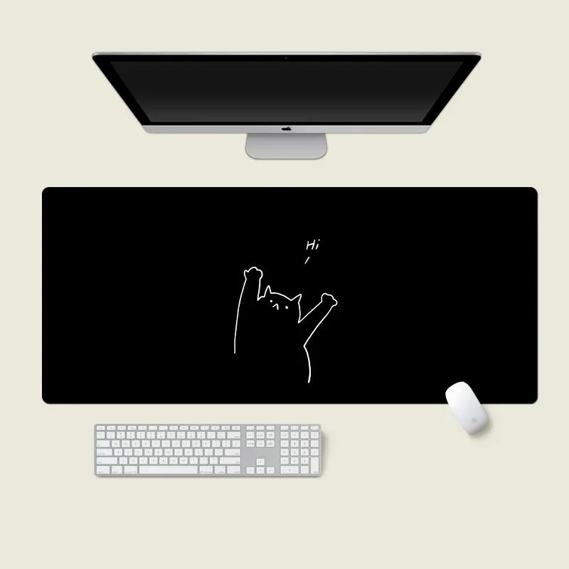 Cute Black Cat Mouse Pad Girl Large Computer Office Game Table Mats XXL Rubber PC Keyboard Mousepad Anti-slip Long Desk Pads