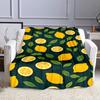 Lemon Pattern with Green Leaves Patterned flannel blanket perfect for the bedroom living room, sofa, or a little nap