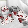 1/3/4pcs Christmas Snowman Design Bathroom Set: Shower Curtain, Toilet Cover, Bath Mat, with 12 Plastic Hooks, 182.88cm X 182.
