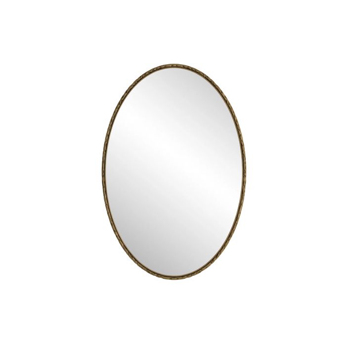Miroir ovale rétro en fer forgé, effet antique, à accrocher au mur, adapté à la salle de bain, la chambre à coucher, le salon (doré)