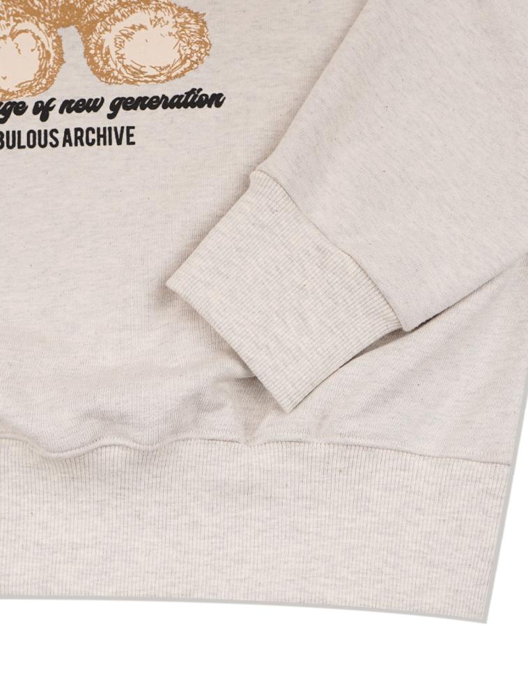 LA MAISON STUDIO Unisex Bear Friends Regular Fit Sweatshirt Oatmeal (Fcf1Ts322M)