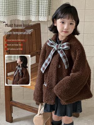 2025 New Style Girls' Imitation Lambswool Coat: Thick, Furry, Autumn/Winter, Little Fragrant