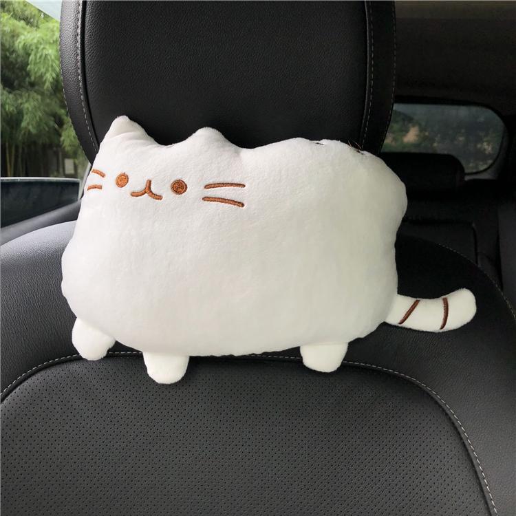 1PCS Creative Cartoon Cute Cat Auto Car Seat Head Neck Rest Cushion Headrest Pillow Plush Pad Car Safety Pillow Car Accessories