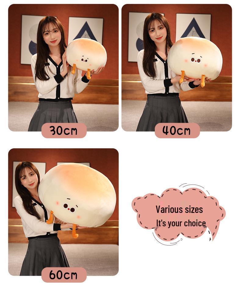 Cute Steamed Bun-Inspired Plush Pillow - Girlish Heart Cushion for Bed or Office