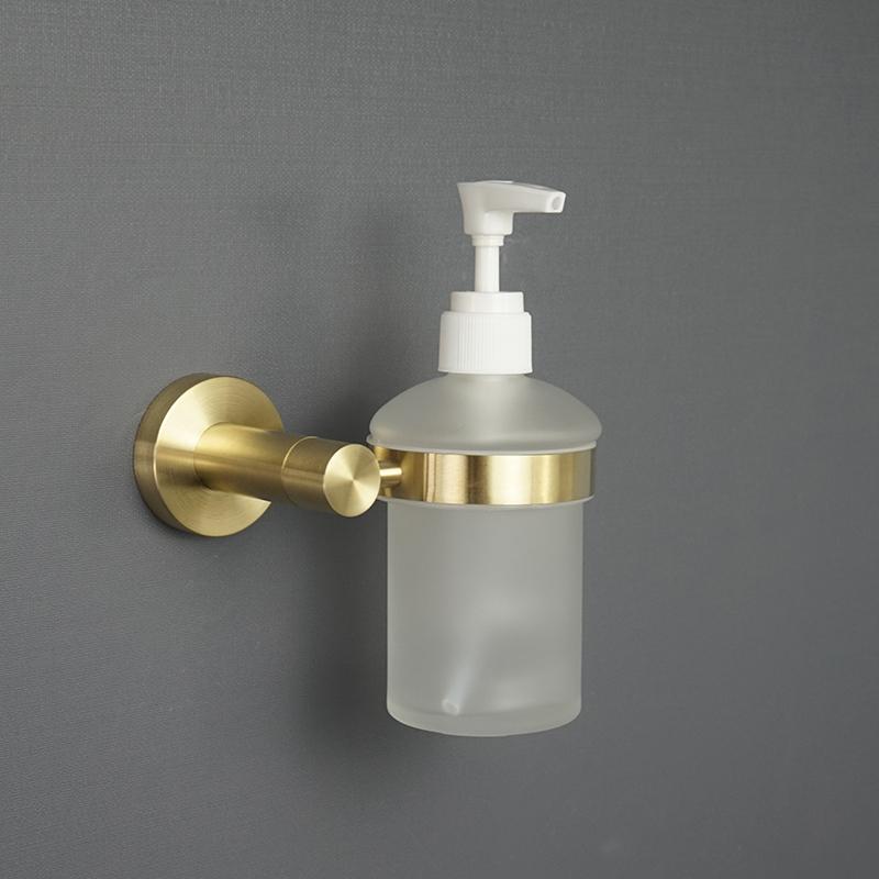 Wall Mounted Towel Bar Brushed Gold Stainless Steel Round Toilet Paper Holder Soap Bottle Robe Coat Hooks Bathroom Accessories