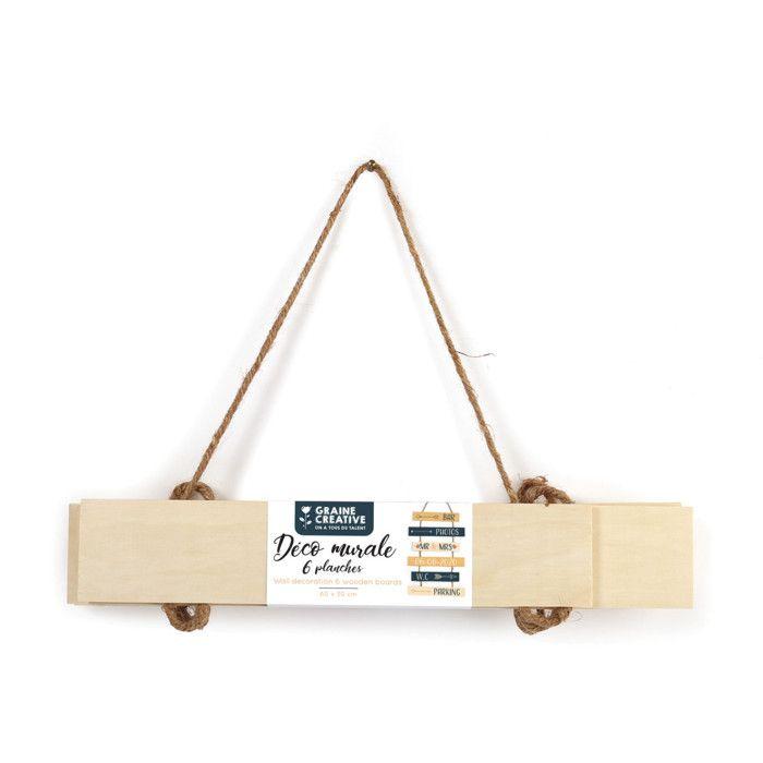 Panneau en bois à décorer - GRAINE CRÉATIVE - 60 x 30 cm - 6 planches - Beige - Blanc