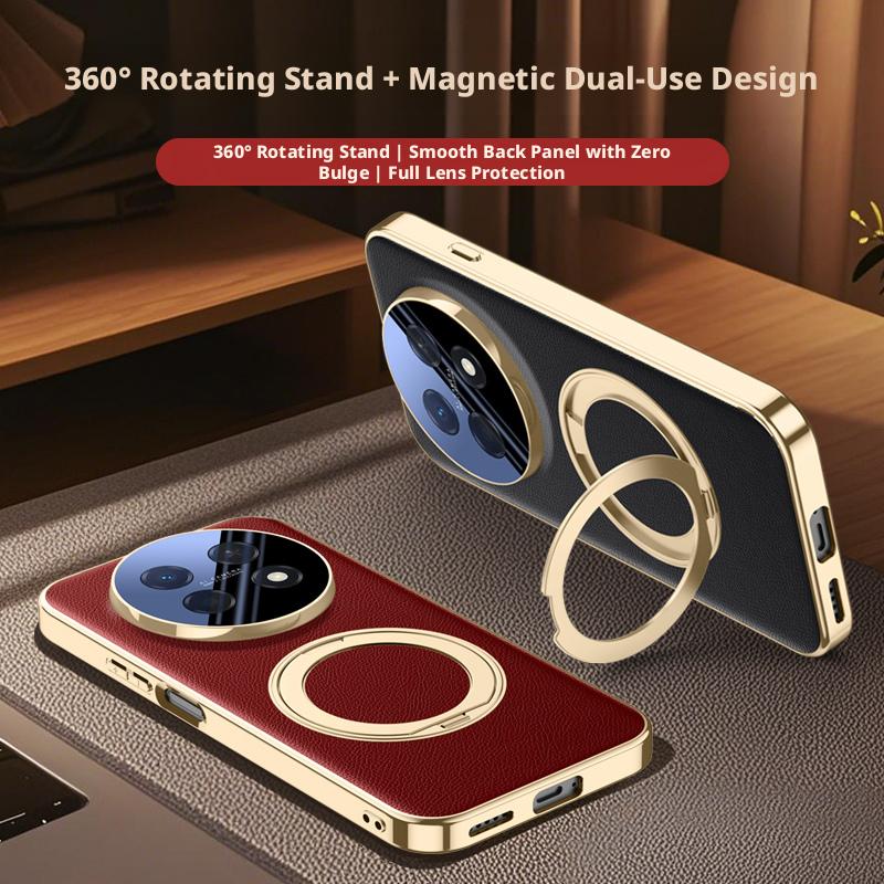 For Huawei Enjoy 90 Plus and 90 Pro Max Case Delicated Leather Built-in Magnet 360° Rotation Stand Plated Screen Protecto Cover