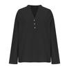 Women's Fashionable Solid Color V-neck Button Long Sleeved Casual Shirt Top