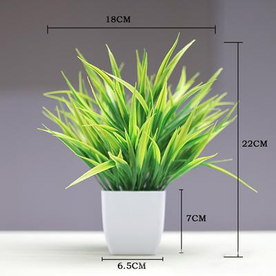 Artificial Small Grass Plant Pot Realistic Indoor Tabletop Decor Lifelike Plastic Bonsai Ornament