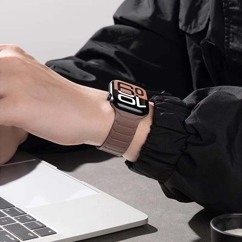 Μαγνητικός Λουράκι Ρολογιού για Apple Watch ultra 2- Βραχιόλι Σιλικόνης για iWatch Series S10/9/8/7/6/5/4/3/2/1 49mm 45mm 44mm 40mm 42mm 46mm 41mm 38mm
