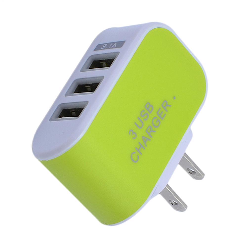 USB Charger Block Multiple Ports 3 Ports Compact USB Charging Block Glowing Intelligent USB Plug For Smartphone Home