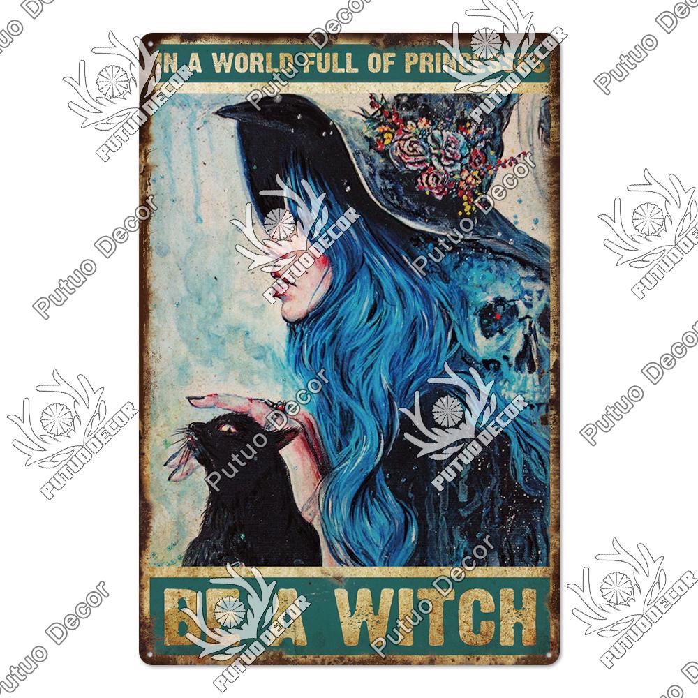 Putuo Decor Halloween Vintage Tin Signs Plaque Metal Plate Retro Poster Wall Art Decoration for Home Bar Living Room Door Yard