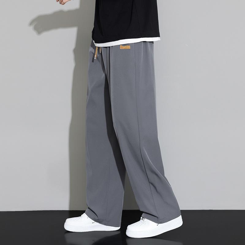 Spring Autumn Men's Clothing Drapey Wide-leg Pants Loose Sports Pants Trendy Straight-leg Casual Trousers