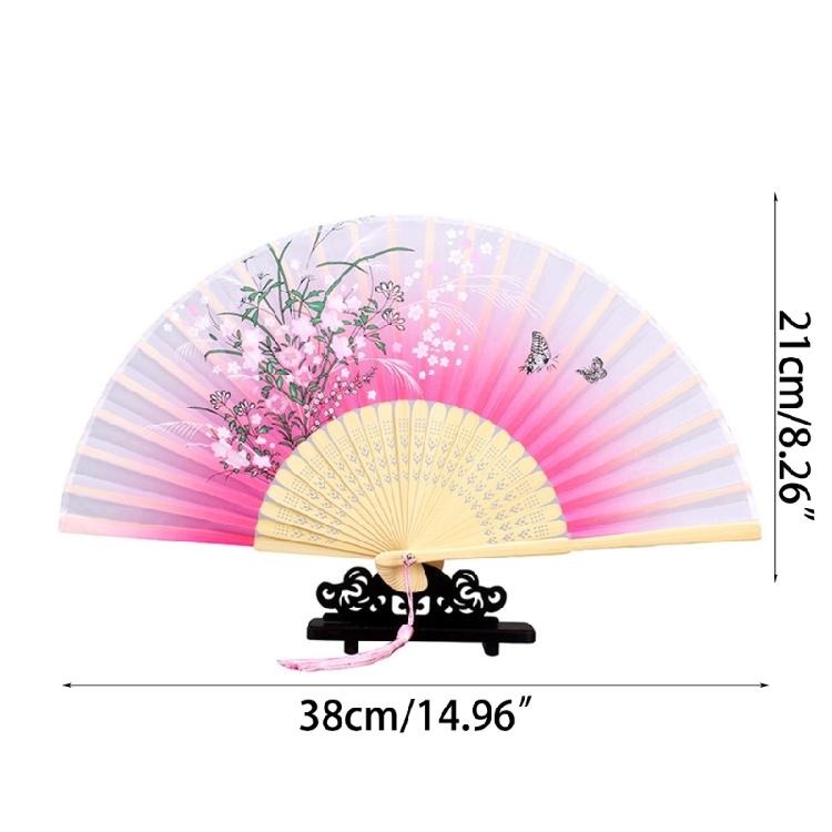 Vintage Folding Fan with Handle Multifunction Teenager Girl Props Gift