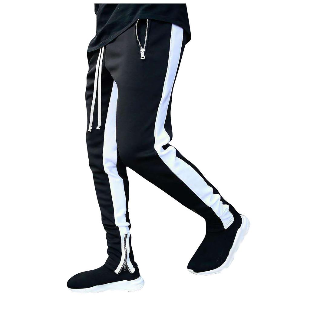 Men's Colorblock Zipper Trousers Men's Casual Fashion Trousers