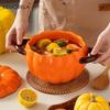 50OZ Dutch Oven Pot With Lid Ceramic Pumpkin Dish Halloween Pumpkin Pottery Dessert Saucepan No Open Flames Cute Pumpkin Bowl