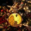 Natural Log Craft Gifts 3D Wooden Light Up Christmas Ornament, Layered House Tree Snowman Wood Engraving Decor Nativity Scene Hanging Decoration