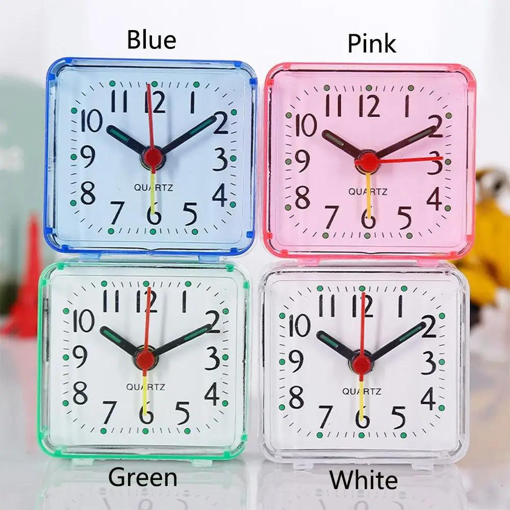 Night Light Silent Twin Bell Square Alarm Clock Quartz Home Room Decoration