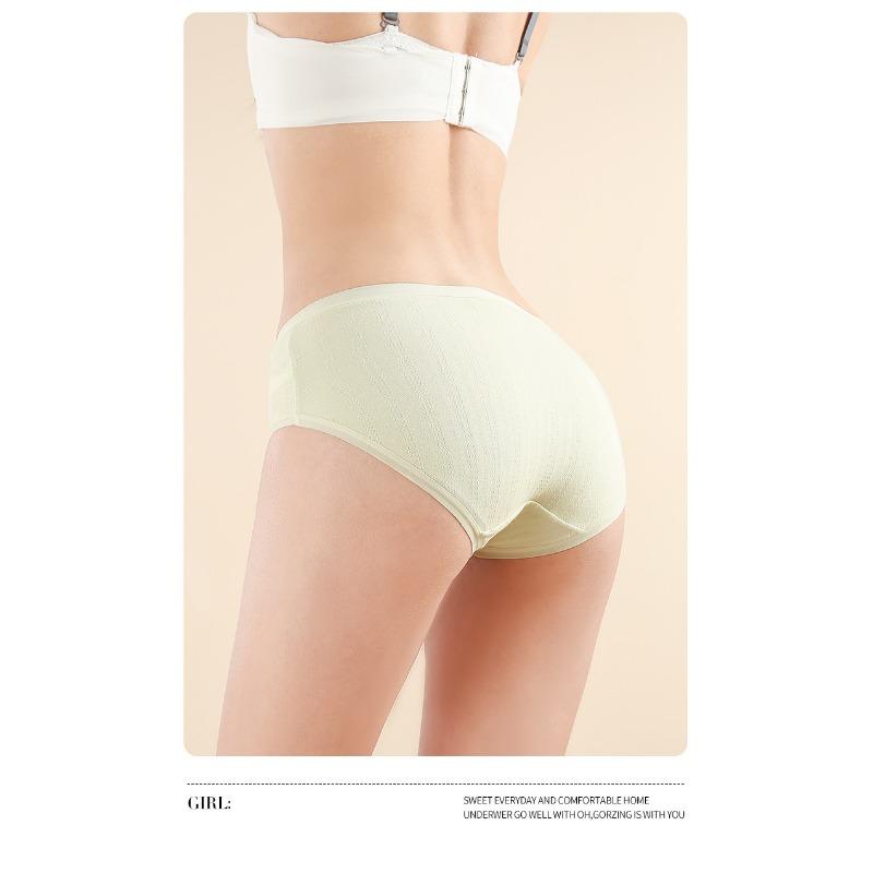 Women Girls Pure Cotton Mid Waist Breathable Antibacterial Solid Brief Underwear