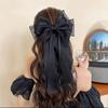 1pc Elegant Organza Bow Cute Hair Clip Large Ruffled Tulle Hair Accessory Satin Tassels Perfect Gothic Vintage Hairstyles Events