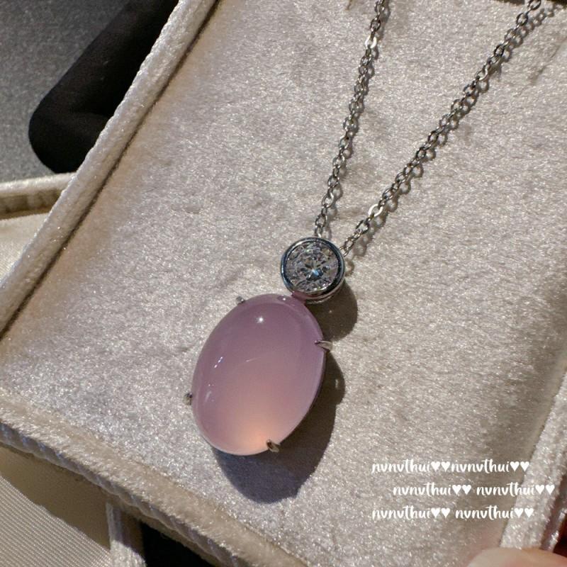 Pink Chalcedony Buddha Pendant Necklace With Sunflower Zircon Charm Vintage Floral O-Chain Women