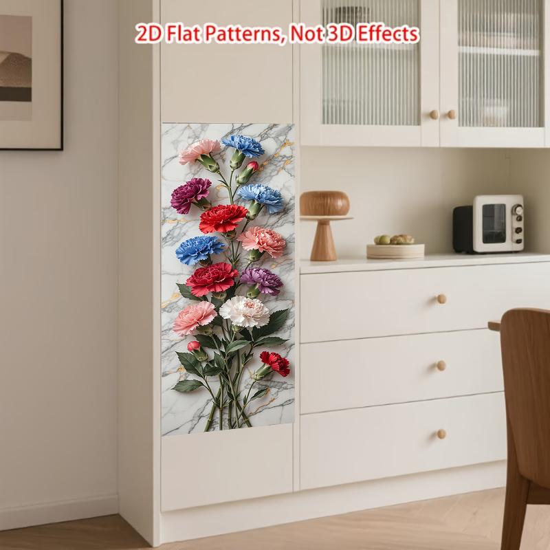 84Style Fridge Stickers Refrigerator Cover Door Landscape Plant Sea Vinyl Self Adhesive Kitchen Furniture Decor Wrap Freezer Sticker DIY