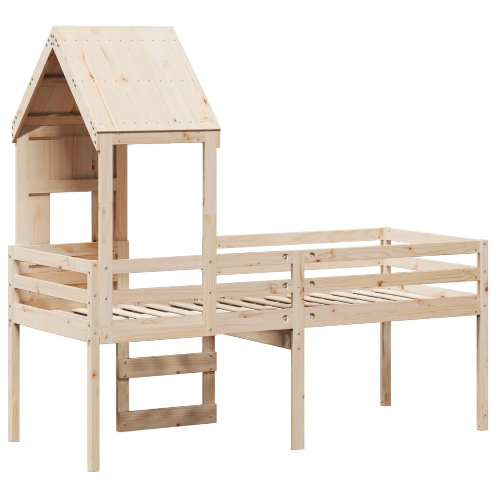 Vidaxl High Bed With Roof, 80X200 Cm, Solid Pine Wood