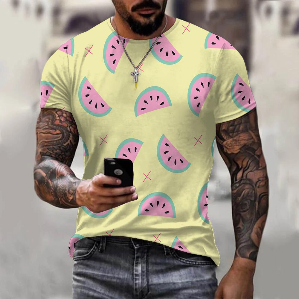 Christmas and summer men's 3D fashionable round neck slim fit T-shirt