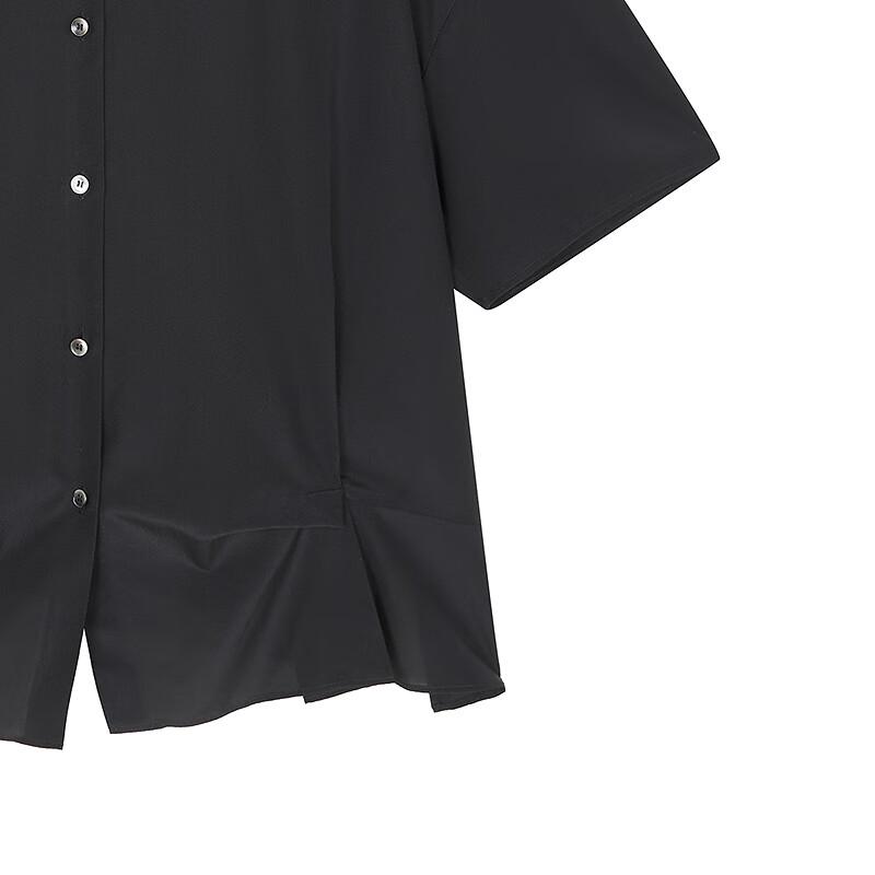 LESS 2025 Summer Stand Collar Short Sleeve Shirt