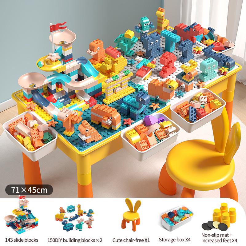 ToylinX Children's Building Blocks Table Desk and Chairs Set Kids Activity Table, Building Blocks Table Toy Gift for Toddlers