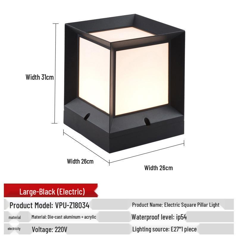 Minimalist Solar Waterproof Outdoor Gate Post Light for Gardens and Courtyards