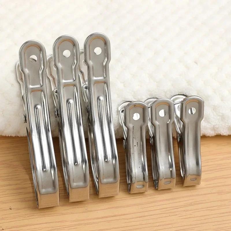 1-10PCS Stainless Steel Clothespins Quilt Bed Sheet Clips Multi-purpose Windproof Clothes Drying Hangers Laundry Clothes Pegs