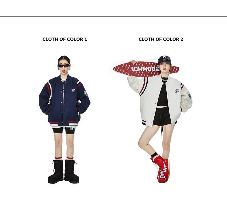 ICH MODE Women's Retro Color Block Baseball Jacket - Spring 2025 Collection