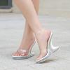 Kristall Schuhe Mode PVC Frauen Sandalen Sommer High Heels Transparent Hausschuhe Party Schuhe Spezielle-förmigen Heels Zapatos Mujer