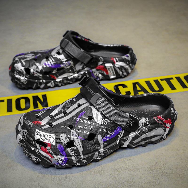 

Мужские сандалии легкие повседневные туфли из ЭВА с отверстиями мужские удобные тапочки для сада в помещении и на открытом воздухе летние нескользящие пляжные тапочки 47 чёрный