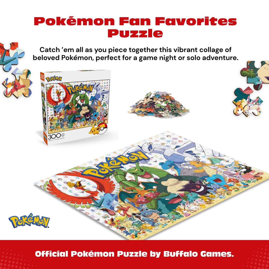 Buffalo Games Pokémon Fan Favorite 300 Large Piece Jigsaw Puzzle, Multicolor, 55cm (height) x 38cm (width)