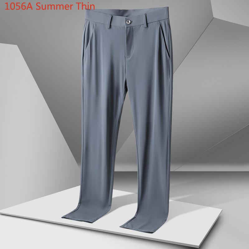 

Высококачественные брюки Four Anti Ice Silk, мужские летние тонкие брюки из тренда универсальных узких прямых повседневных брюк с драпировкой 40