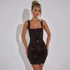 Vestito Sospensorio Flash Diamante Halt Schiena Corto Skinny Gonna Corta Festa Locale Notturno Hottie Sexy Skinny Vestito Donna