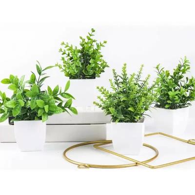 Yousheng 4 Pcs Mini Artificial Greenery Potted Plants Small Fake Plants with Pot for Home Office Indoor Table Shelf Farmhouse Bathroom Decor